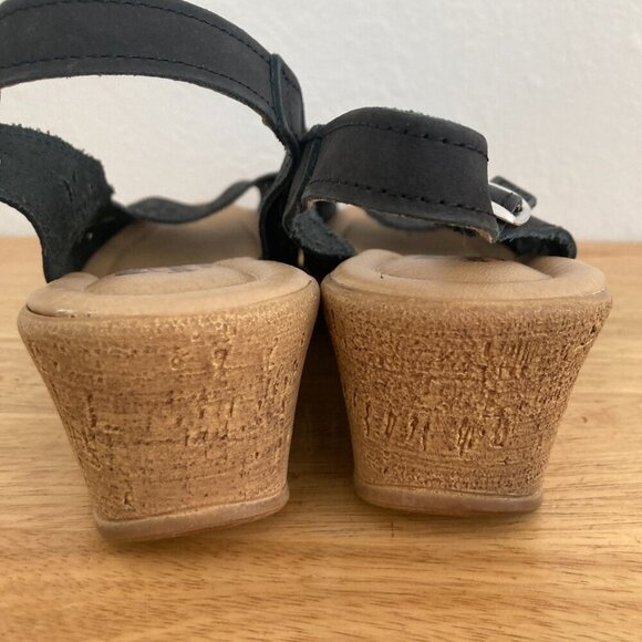 Spring Step Leather Slingback Sandals Navy Blue Lightweight Wedge Heels US 9 - Picture 4 of 11